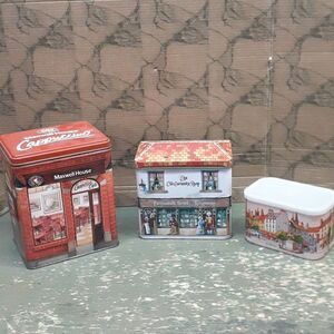 ‎Bundle of 3 vintage coffee scenic tins.
